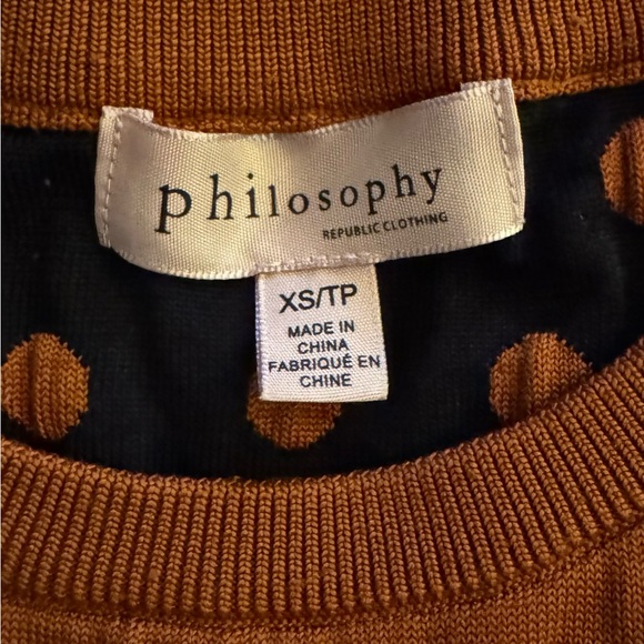 Philosophy Rust and Black Polka Dot Knit Sweater - Picture 3 of 6